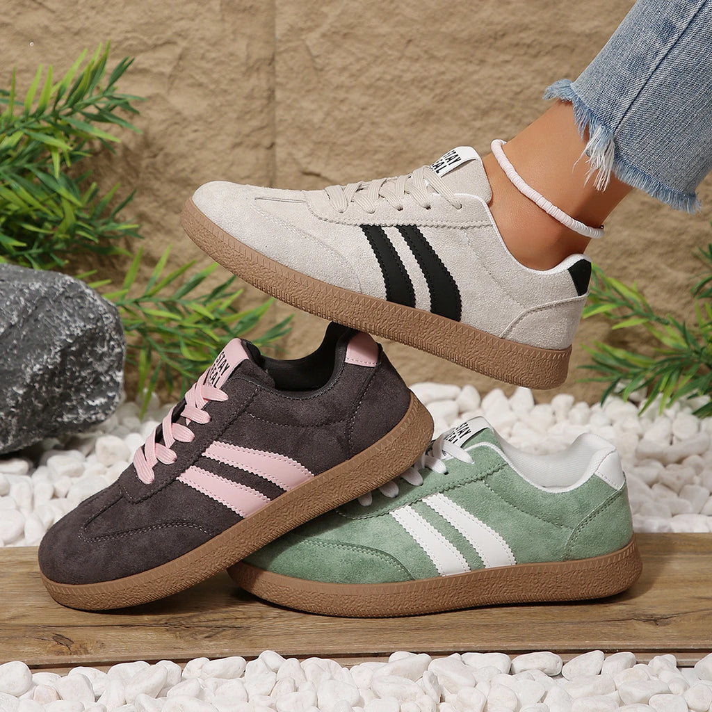Lightweight Comfortable Sneakers for Women Fashion Striped Lace Up Sports Shoes Woman Casual Breathable Green Sneakers Plus Size