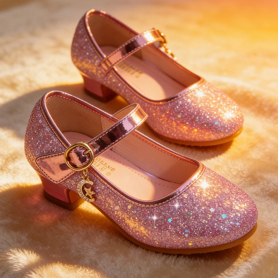 Fancy Little Girls Shiny Princess Dress Up Mary Jane Heels Halloween Cosplay Christmas Birthday Party Pageant Children's Shoes