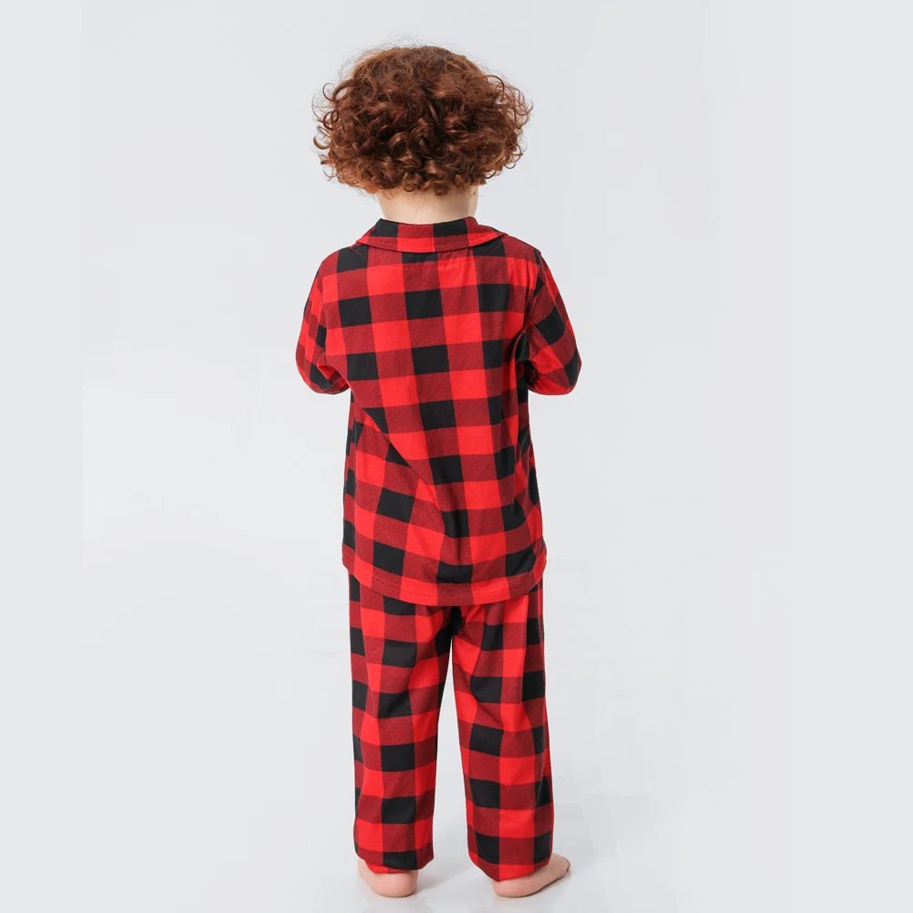 Christmas Family Pajamas Plaid Print Mother Father Kids Matching Clothes Full Sleeve Button Shirt Boy Set Girl Dress Xmas Look