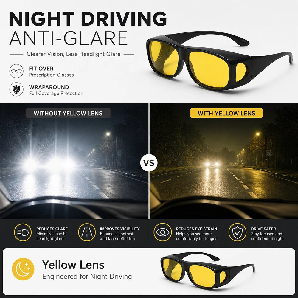 Sunglasses Fit Over Glasses for Men Women, Wrap-Around Glasses UV400 Protection for Driving and Outdoor