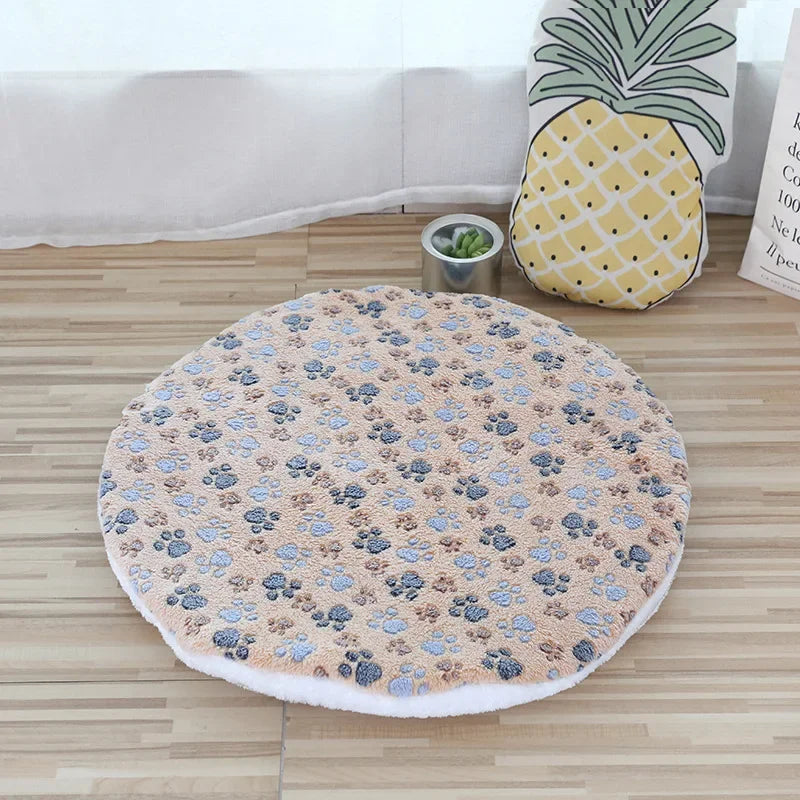 Plush Cat Bed Mats Round Pet Bed for Cats Small Dogs Soft Fleece Pet Sleeping Mat Kitten Puppy Nest Pet Cushion Cat Accessories
