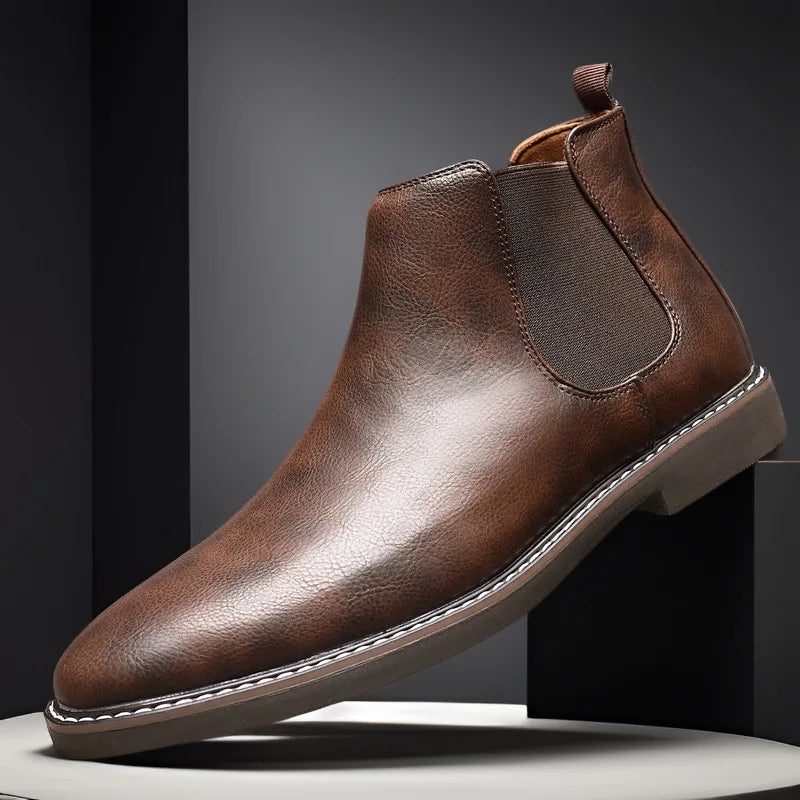 Men's Dress Boots Fashion Chelsea Boots Brand Business Casual Leather Shors Slip-on British Style Short Boots for Men 2026 Botas