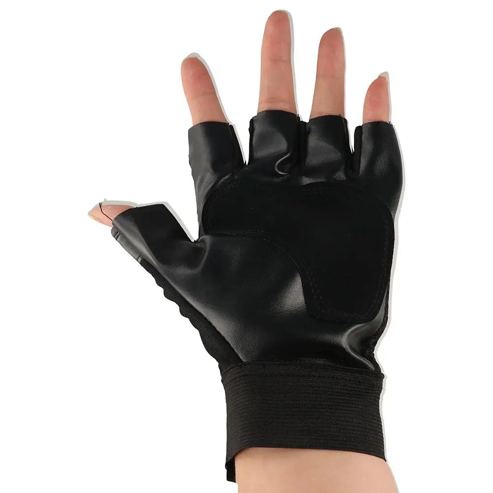 Men Fitness Motocycle Gloves Half Finger Palm Breathable Anti-Slip Riding Gloves PU Leather Bicycle Gloves Fingerless Gloves