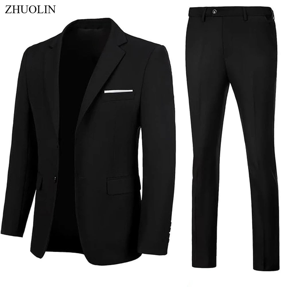 Men Suits Set  2 Pieces Jackets Pants For Wedding Elegant Slim Fit Blazers Formal Outfit Fashion Classic Full 2025 Costume