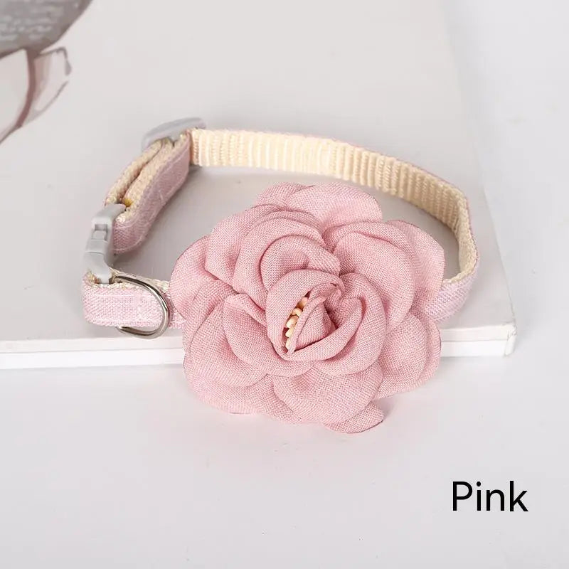 Pet Collars New Pet Camellia Flower Cat Collars Cute Princess's Birthday Adjustable Pet Dressing Tool Pet Accessories Supplies