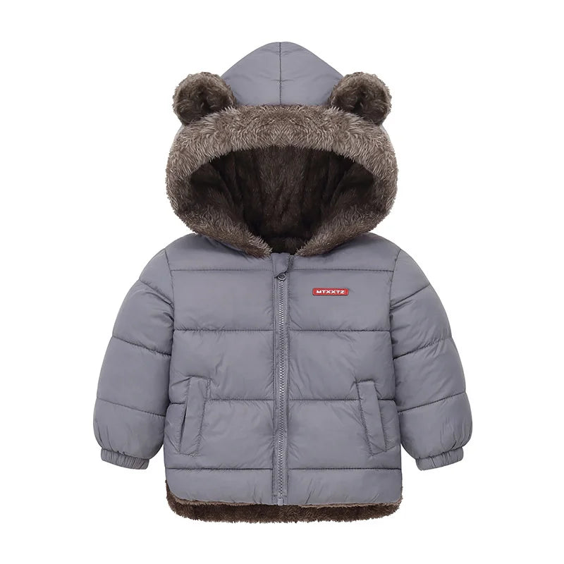 Kids Thick Warm Coats Winter Children's Fleece Hooded Jackets Cashmere Padded Snowsuit Boys Girls Cotton Outerwear 1-6 Years