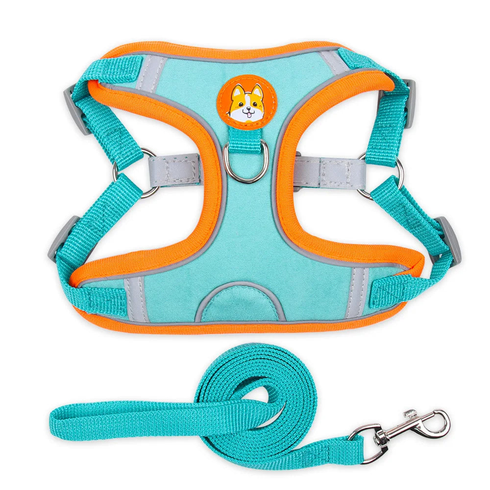Adjustable Reflective Pet Harness Leash for Dogs and Cats, Suitable for Walking and Running