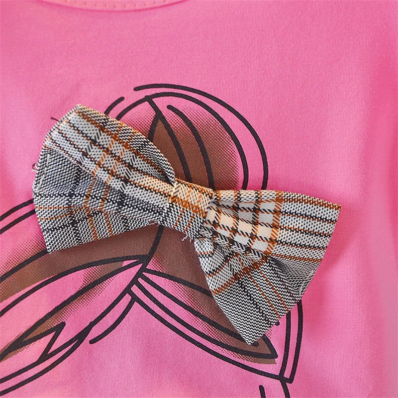 Kid Baby Girl Clothes Set Ruffle Sleeve Bow T-shirt+Plaid Short Pant 2Pcs Girl Suit Casual Cotton Children Clothing Outfit A875