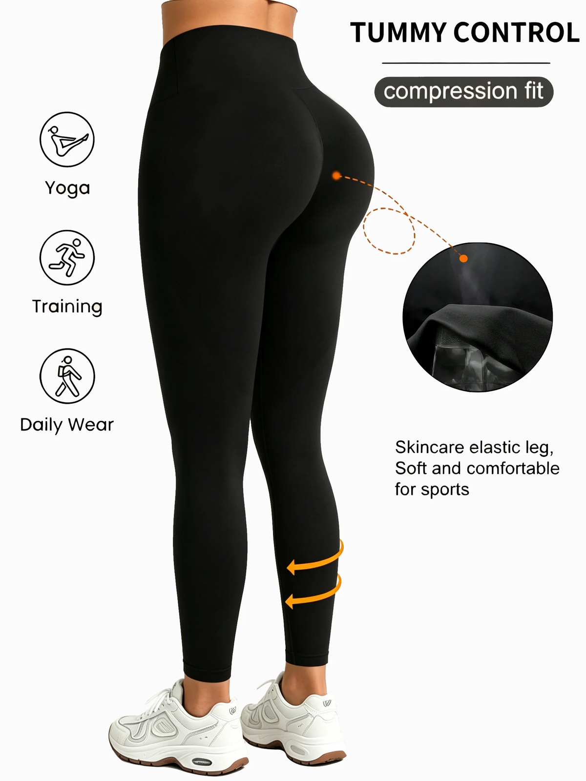 New High-Waisted Black Sports Tights for Women, Hip-Lifting yoga Pants, Suitable for Running, Fitness, yoga and Daily Training