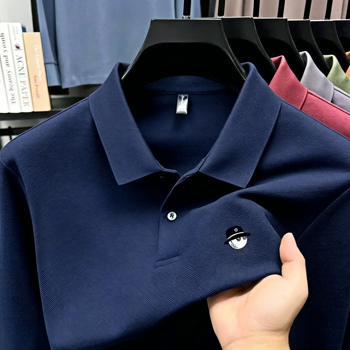 Men's Summer High-End Golf Short-Sleeved Polo Shirt with Collar,Solid Color,Breathable,Office Casual,High-Quality Men's Clothing