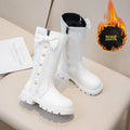 Autumn Winter Girls Boots Bow Lace Princess Shoes Outdoor Non-slip Child High Top Boots Windproof Waterproof Kids Casual Shoes