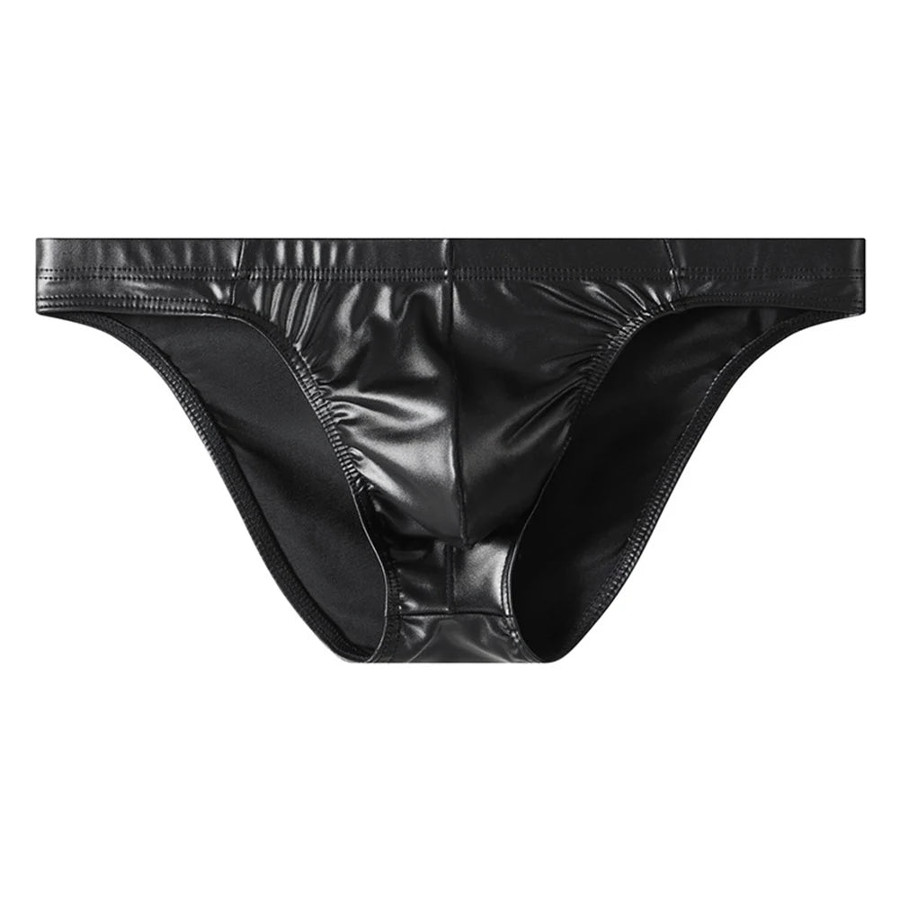 Men's Briefs Faux Leather  Underwear Briefs Low Waist Lingerie Panties Sexy And Comfortable Minimalist Triangle Pants