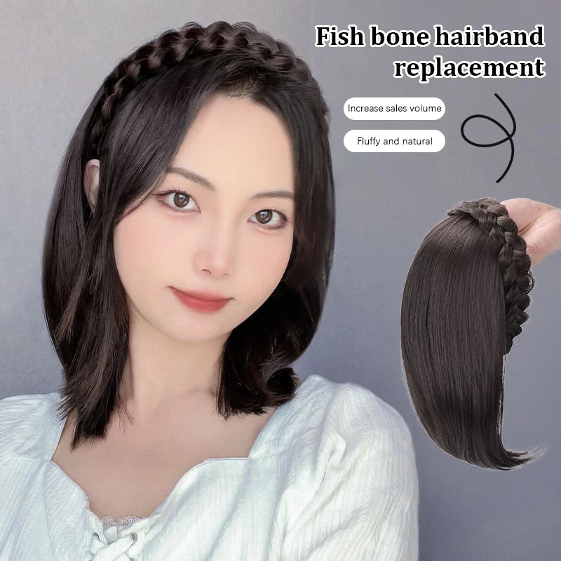 Wig For Woman Short Hair Headband With Hair Wig Fish Bone With Wig Integrated Hair Patch Hair Accessories