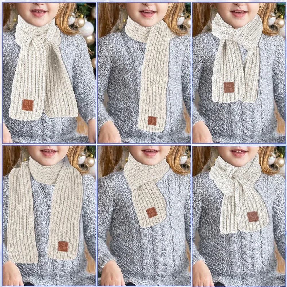 Warm Kids Winter Knit Scarves Soft Knitted Neck Warmer Scarf Warm Scarves Wrap for Boys Girls，Christmas gift daily wear