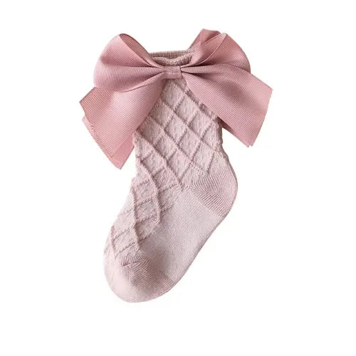 0-6Years Kids Sock For Girls Solid Big Bow Cotton Fashion Soft Princess Children Girl Socks High Quality Spring Autumn