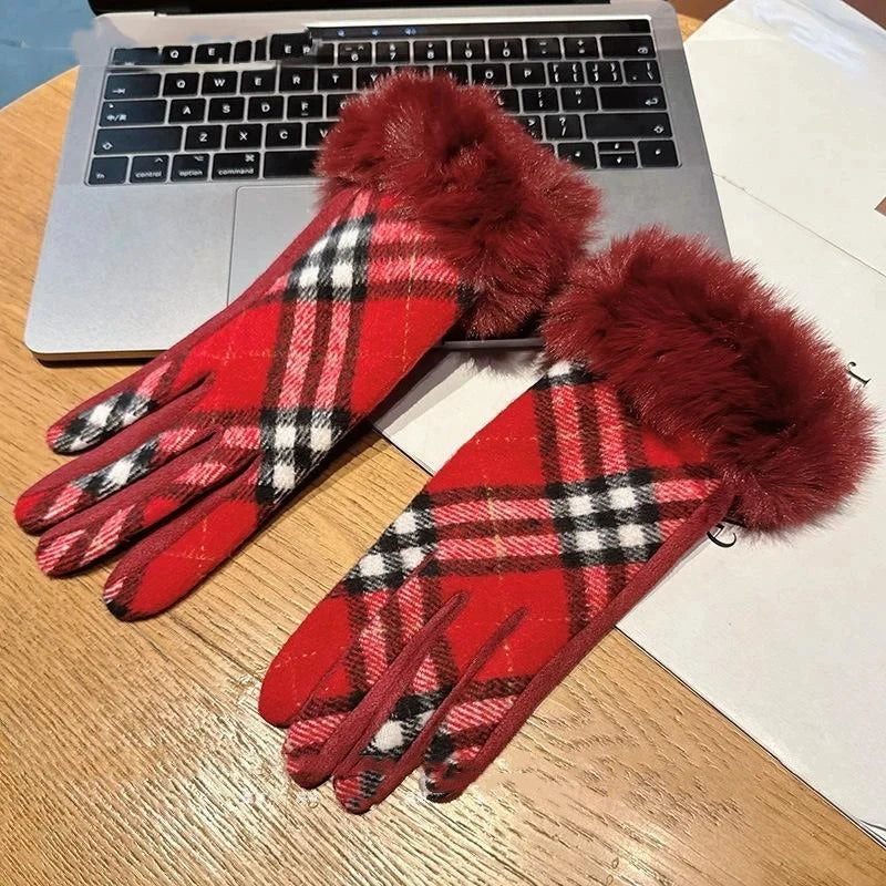 Women Winter Thick Plush Gloves Fashion Warm Windproof Outdoor Lady Touchscreen Driving Gloves Sports Cycling Mittens