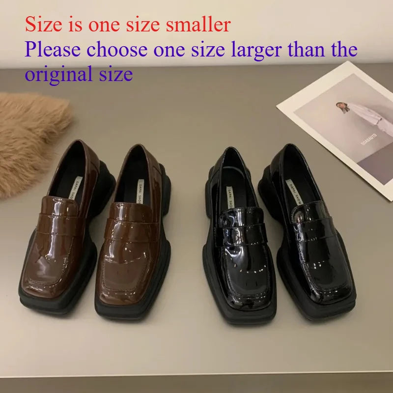 Women Luxury Loafers Fashion Square Toe Platform Moccasins Ladies Pumps Design Evening Party Heel Shoes Ladies Casual Solid Shoe