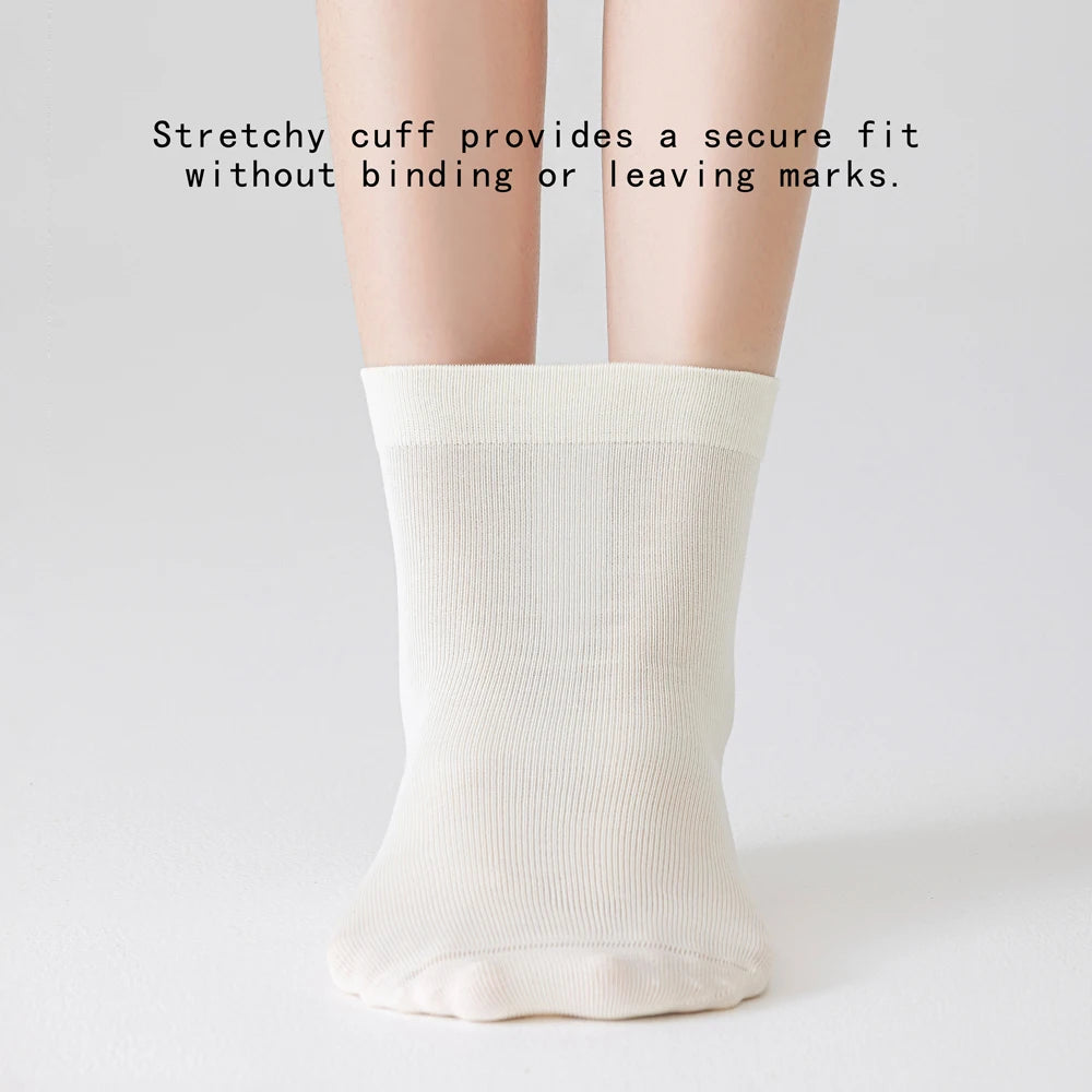 Cotton Seamless Stackable Socks for Women - Wear as Slouch or Straight, Non-Binding Cuff, Ideal Gift for Elderly & Moms-to-Be