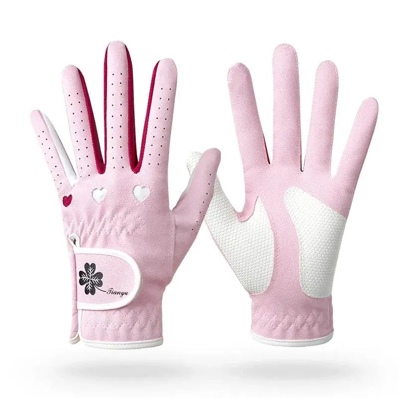 Golf Women's Gloves Contrast Color Sports Gloves Breathable Wearable Anti Slip MIttens Soft Right Left Hand Golf Handcover