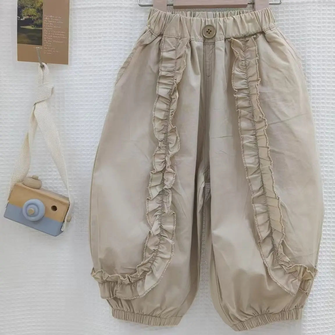 Kids GIrls Ruffle Pants 2025 New Arrival Children Casual Loose Trousers Lace Stitching Pants Baby Girls Thin Cotton Pants