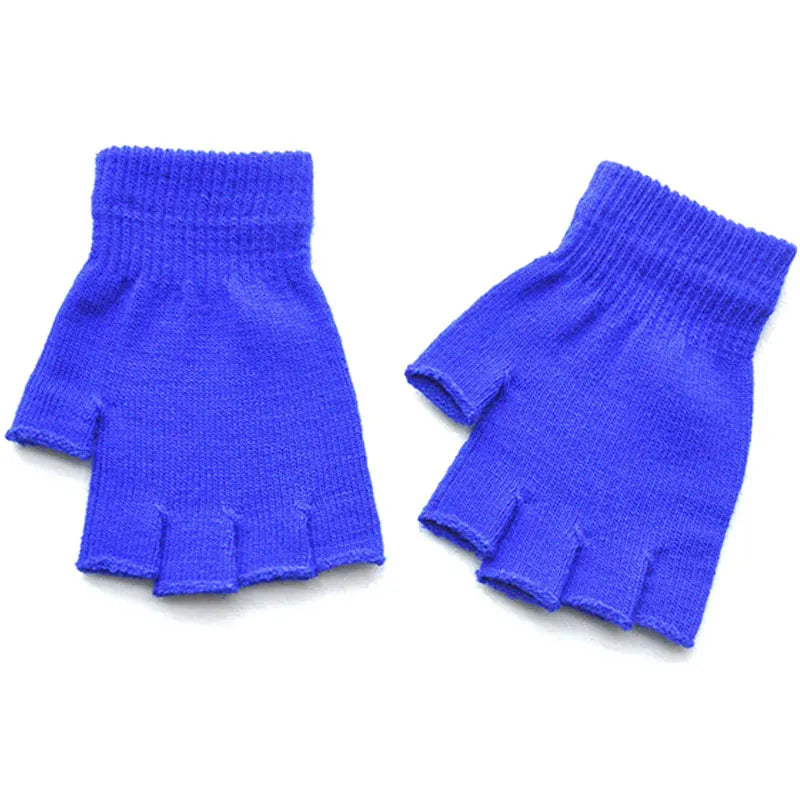 Hot Children Magic Knitted Gloves Kids Stretch Half Finger Glove Winter Warm Mittens Solid Fingerless Gloves Girls Soft Wrist