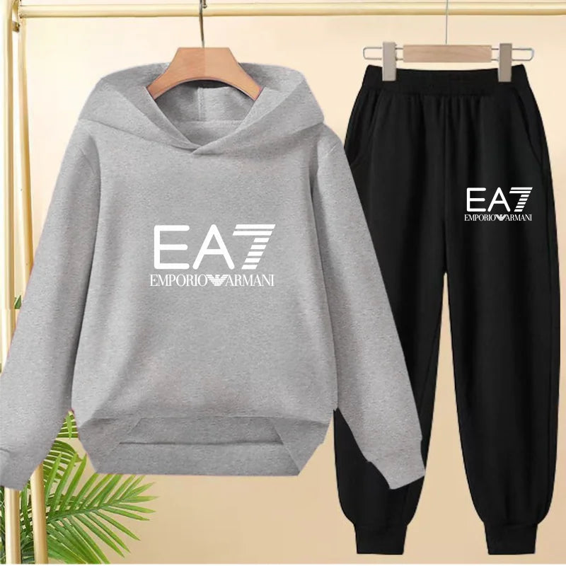 Kids Autumn Winter Hoodie  Letter Print Clothing Casual Top+Trousers 2PBoy Girl 3-12Yrs Child Gift Brand Sports Coat Jogging Set