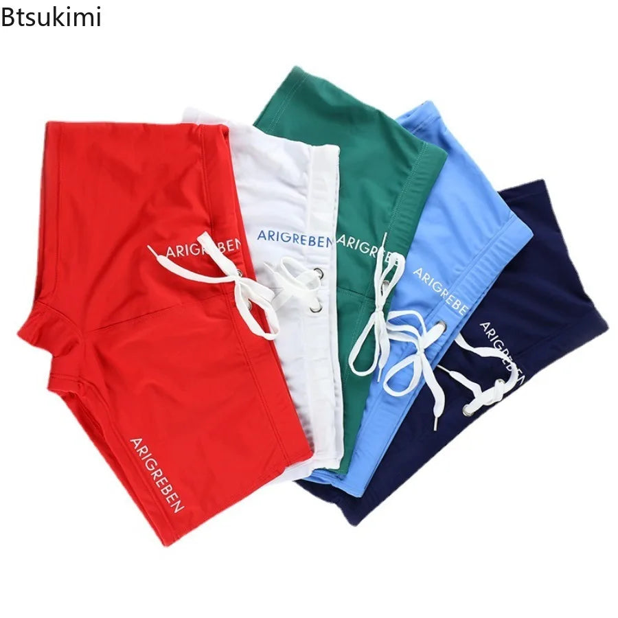 New Men's Summer Sexy Swimwear Shorts solid Drawstring Swimming Shorts Beach Sports Pants Surf Board Shorts Swim Trunks Hombre