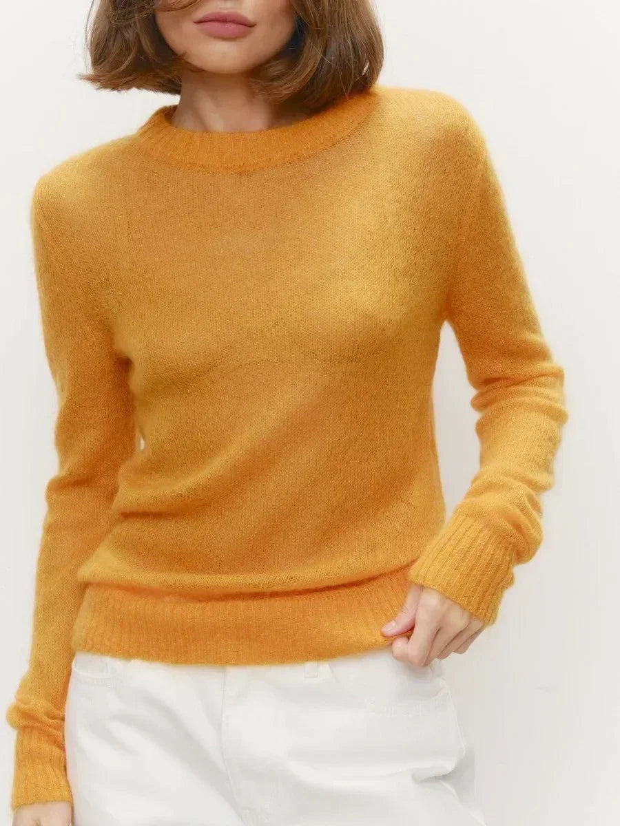 Wolfeel Summer Autumn Elegant Slim Fit Sweater New Women's Jumpers Casual Chic Round Neck Long Sleeved Fashion Loose Pullovers
