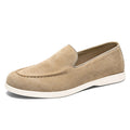 Men's Suede Leather Slip-on Loafers British Style Flat Casual Dress Boat Shoes Lightweight Comfort