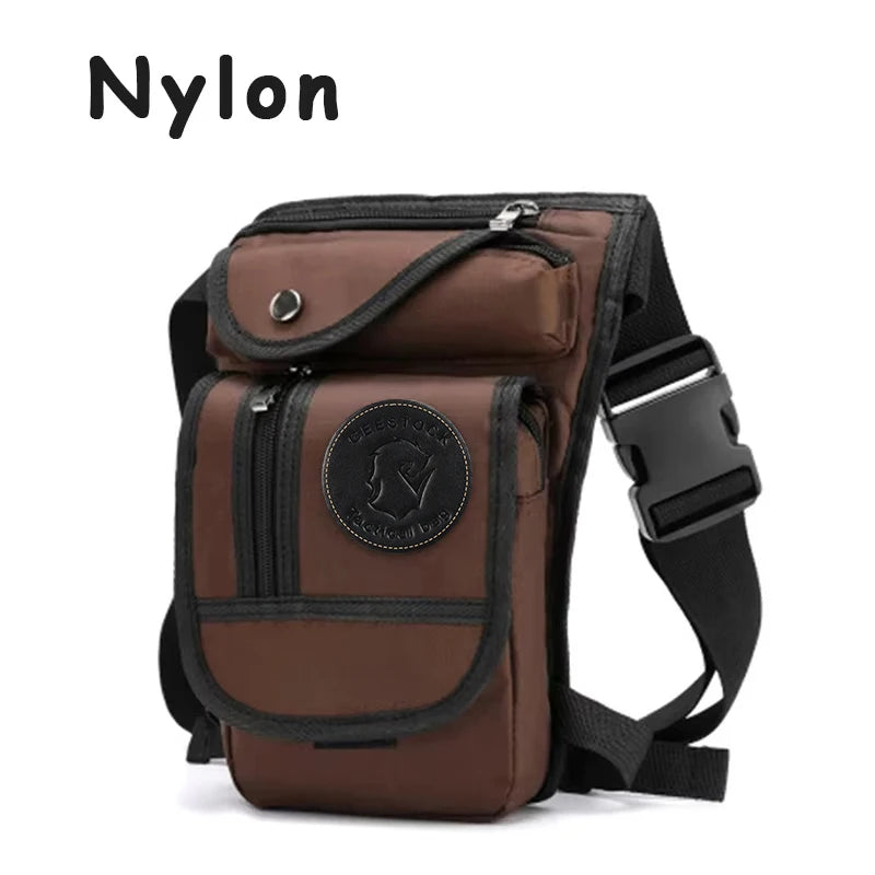Men's Motorcycle Bag Waterproof Portable Canvas Motorcycle Drop Leg Bag Multifunctional Outdoor Sport Riding Waist Shoulder Bag