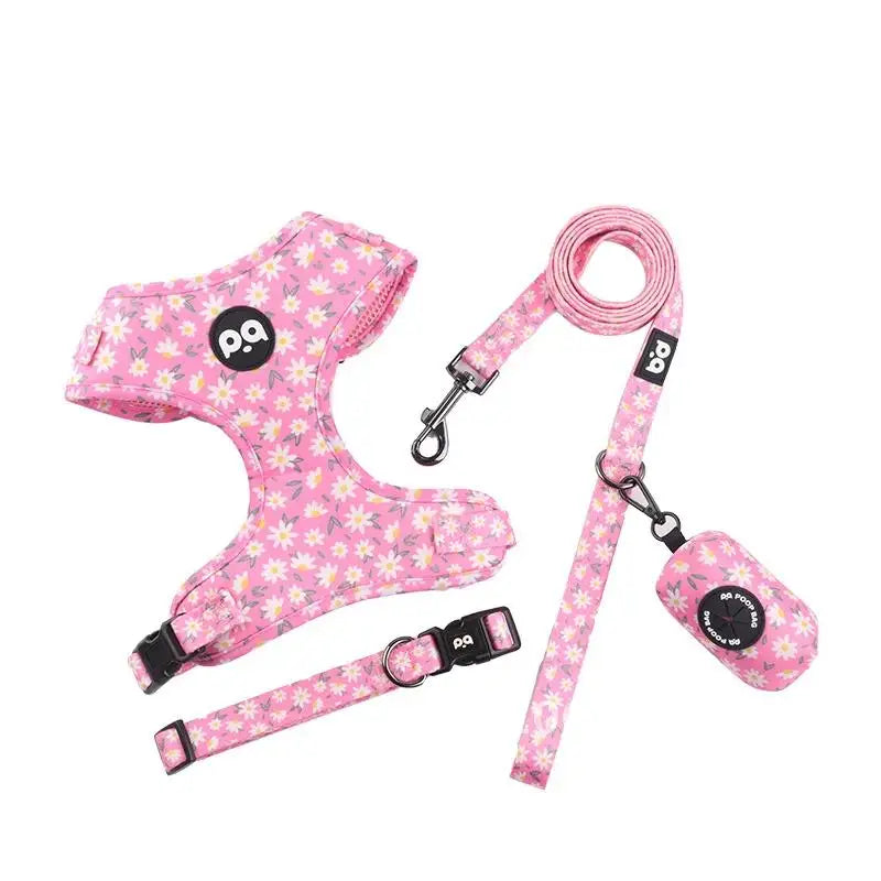 Pet Dog Harness and Leash Set Adjustable Collar Dog Harness Vest for Small Dogs Puppy Pet Lead Cats Walking Kitten Mesh Leash