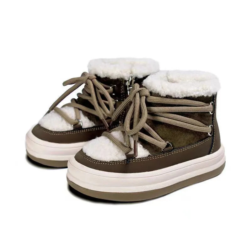 2025 New Autumn/Winter Children Boots For Boys Warm Plush Rubber Sole Toddler Kids Sneakers  Fashion Girls Boots 21-30