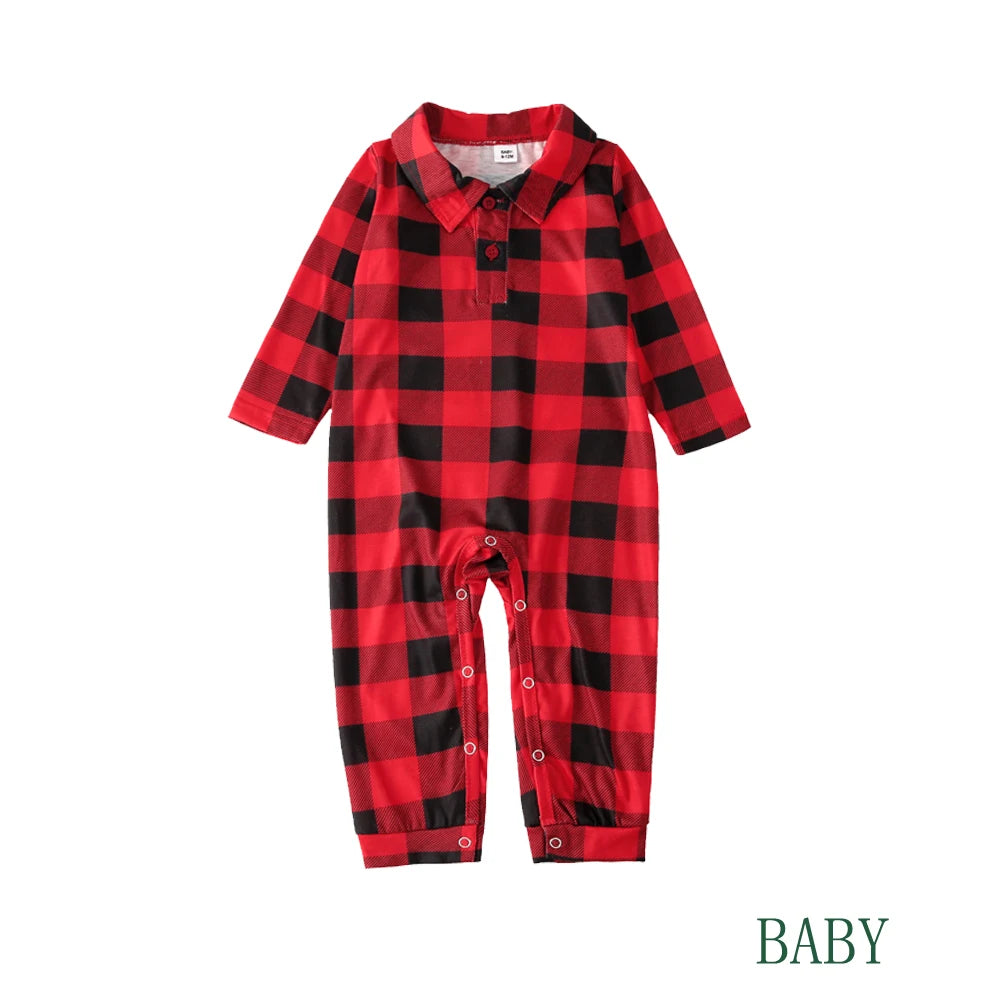 Christmas Family Pajamas Plaid Print Mother Father Kids Matching Clothes Full Sleeve Button Shirt Boy Set Girl Dress Xmas Look
