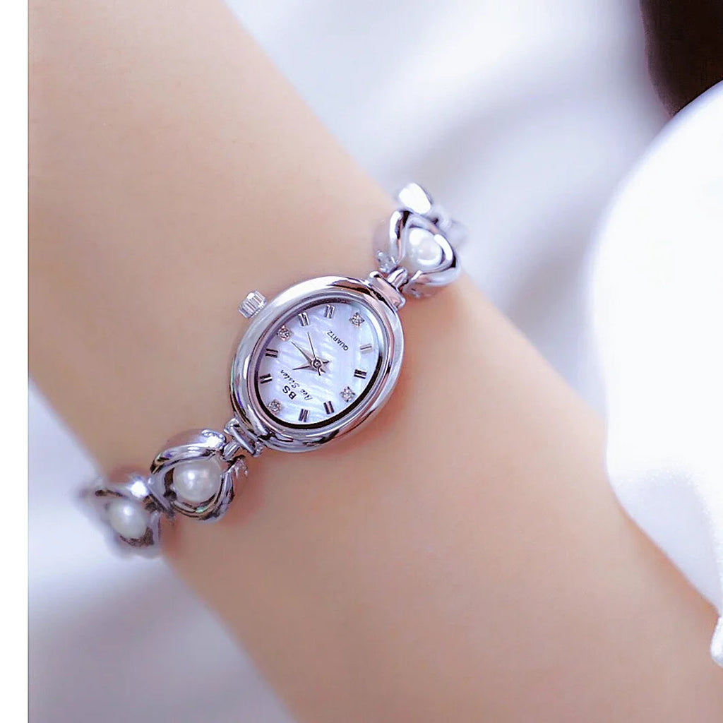 UTHAI Women's Watch Light Luxury Brand Pearl Jewelry Crystal Bracelet Waterproof Female Fashion Bracelet Quartz Clock Watches
