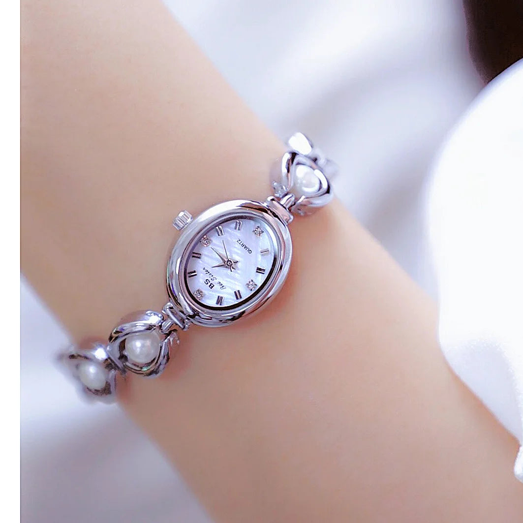 UTHAI Women's Watch Light Luxury Brand Pearl Jewelry Crystal Bracelet Waterproof Female Fashion Bracelet Quartz Clock Watches
