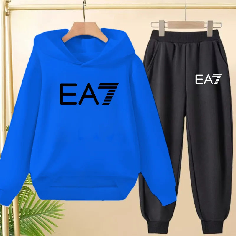 Kids Autumn Winter Hoodie  Letter Print Clothing Casual Top+Trousers 2PBoy Girl 3-12Yrs Child Gift Brand Sports Coat Jogging Set