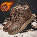 Leather Men's Boots  Platform Warm Fur Ankle Short Lace Up Fashion Novelty Concise Casual Work Shoes Botas 2024