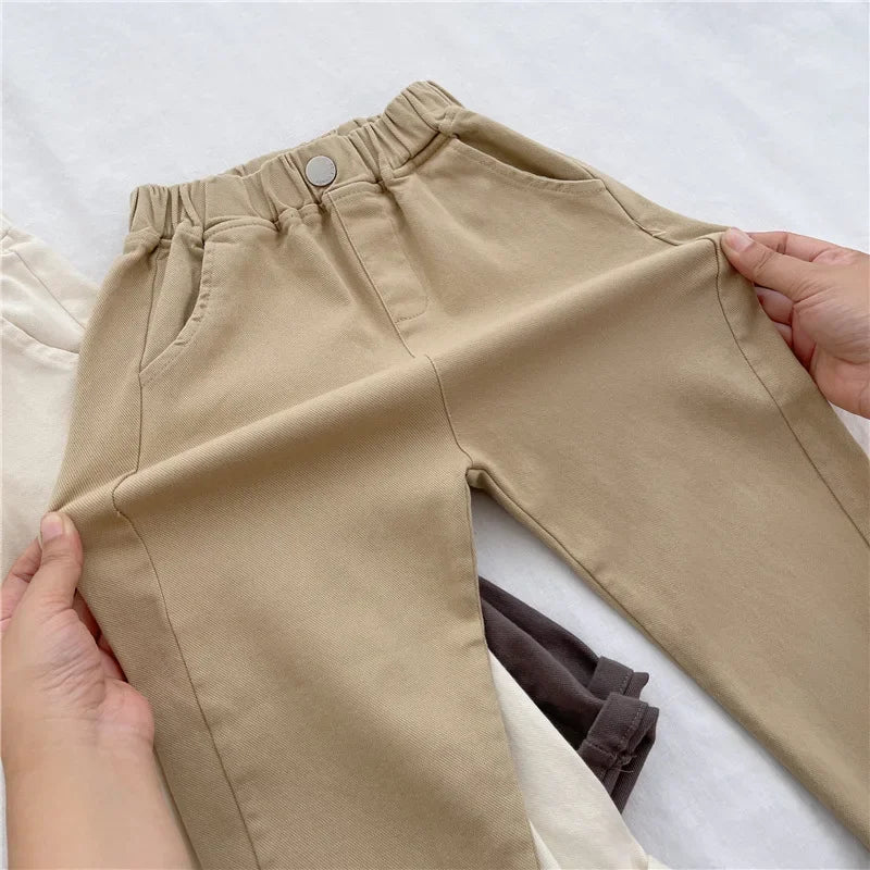 Korean Style Kids Pants - Autumn Spring Slacks for Boys & Girls, Foreign Fashion Trousers Winter Clothes for Girls