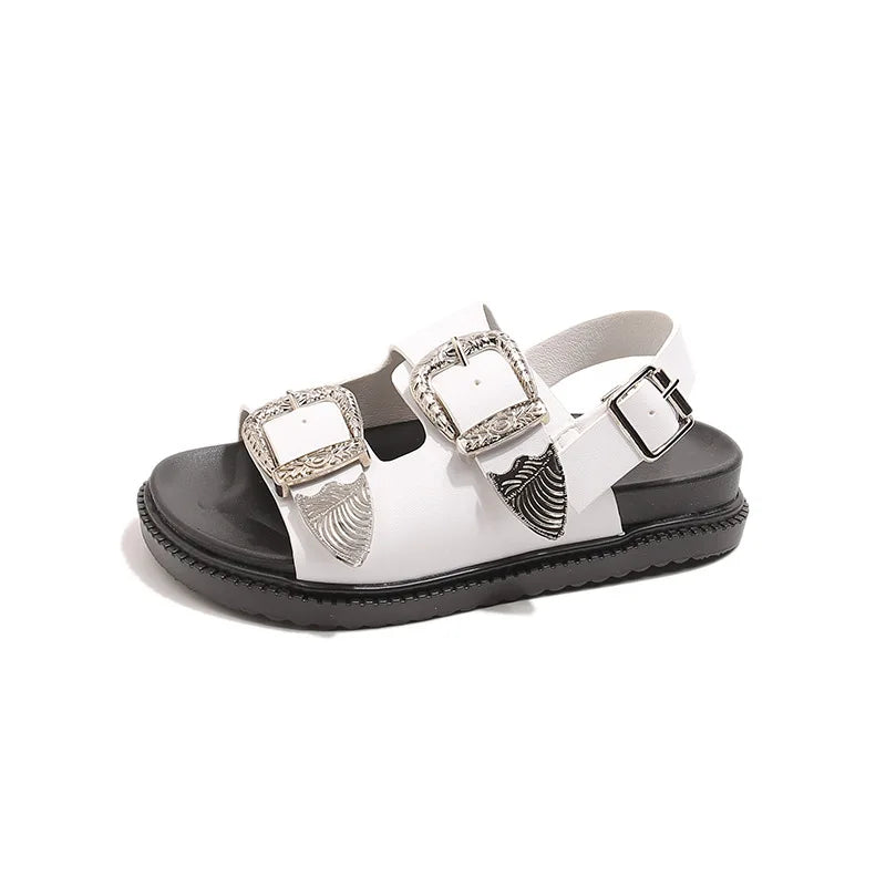 Children Sandals for Girls 2025 Summer New Fashion Korean Style Soft Bottom Anti-slippery Versatile Princess Outside Beach Shoes