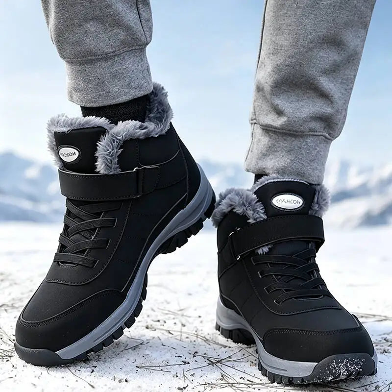 Men Boots Winter Snow Boots Outdoors Man Plush Warm Causal Shoe Waterproof Men Boots Male Sneakers No Water Seepage Ankle Boots