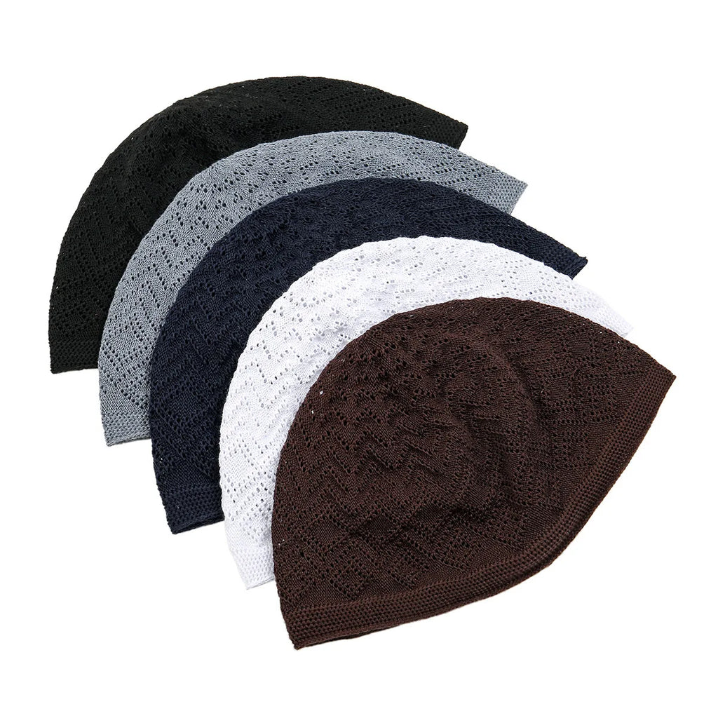 Muslim Men Knitted Prayer Hats Islamic Kufi Taqiya Takke Peci Skull Cap Jewish India Caps Musulman Arab Men's Kippah Homme Hat