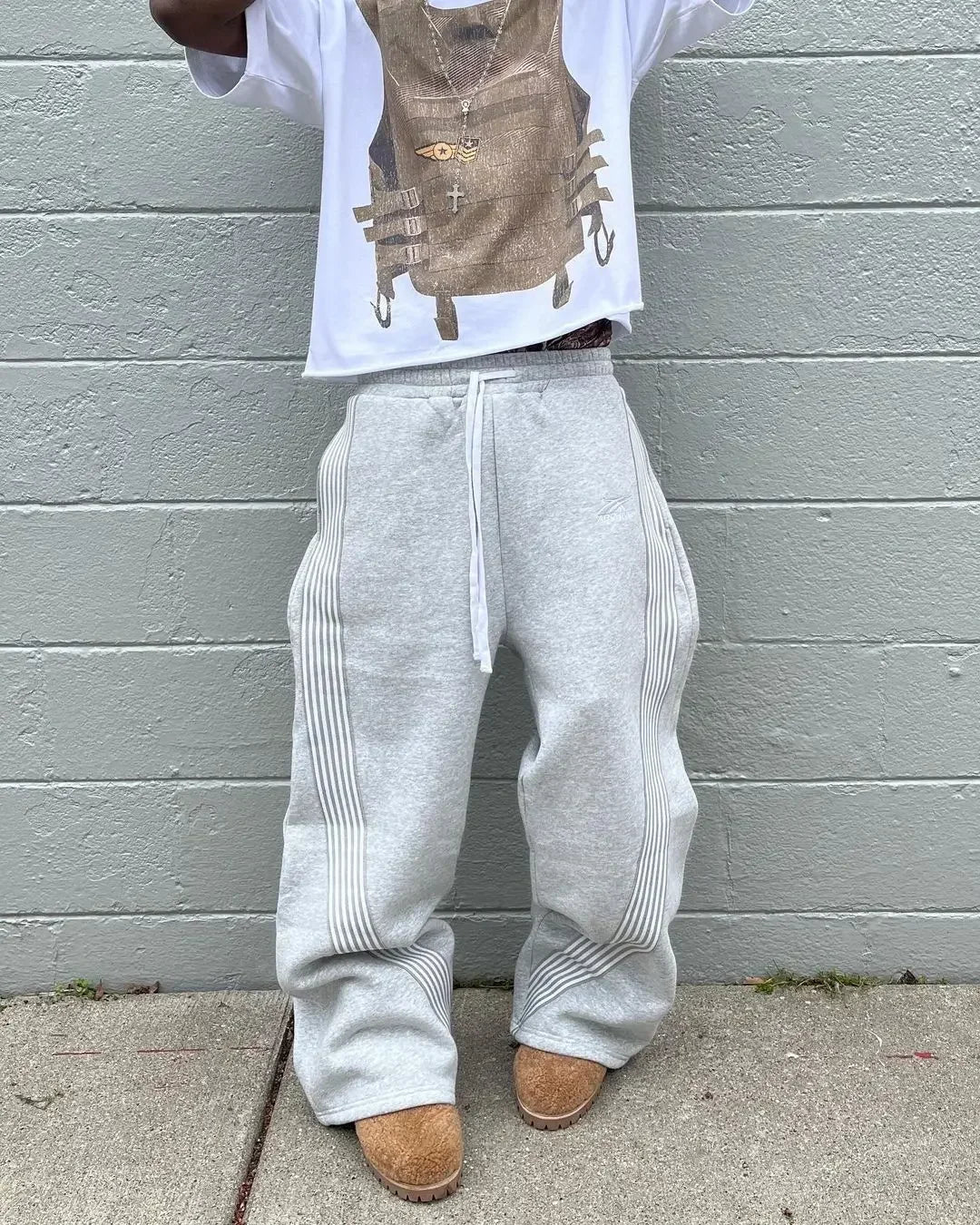 Casual Grey Embroidered Trousers Y2k Running Lace Chandelier Trousers Functional Tactics Camouflage for Men and Women