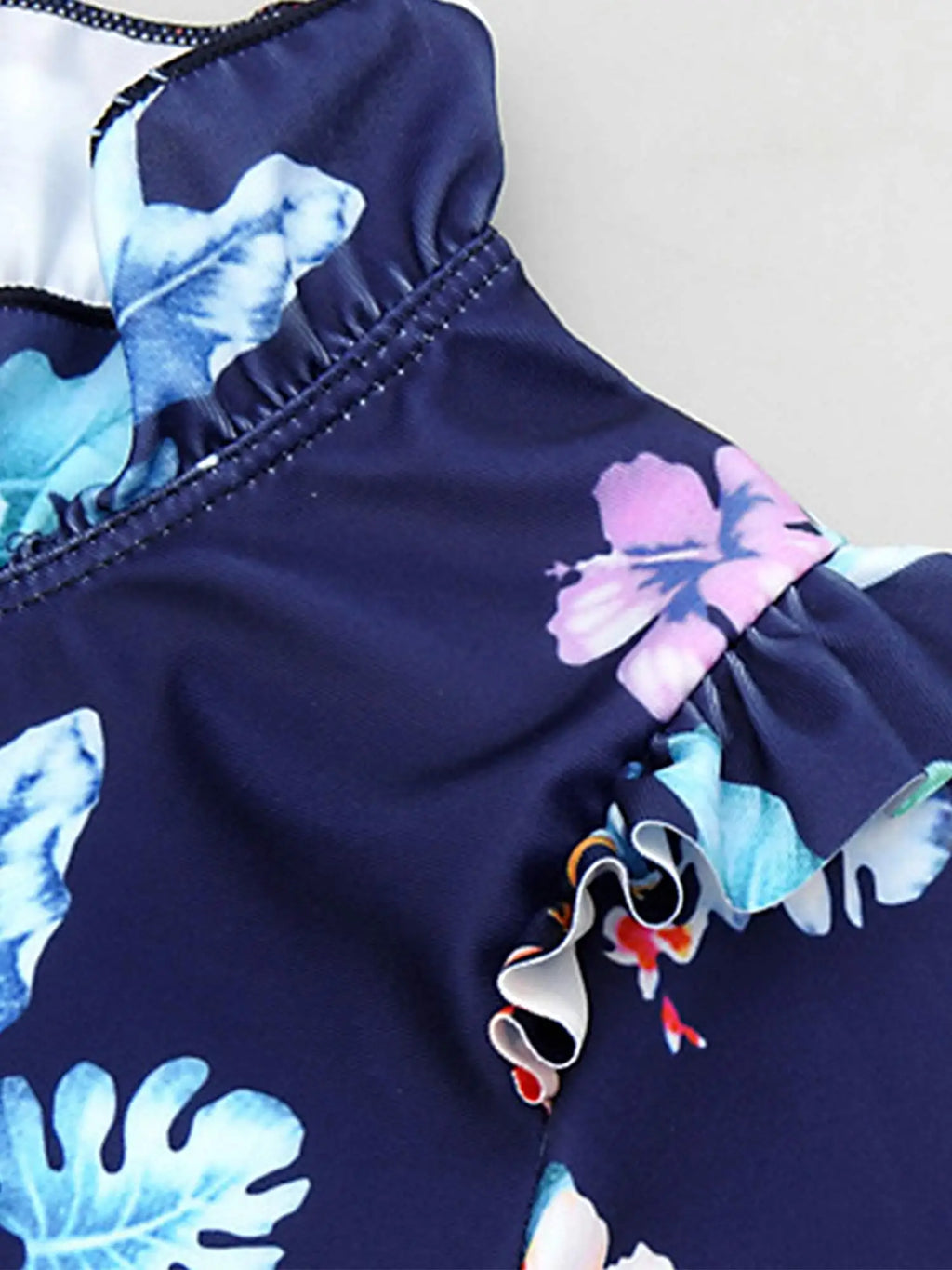 Kids Girls Swimsuit Swimwear Outfits Floral Printed Beachwear Sets Bathing Suit Long Sleeves Tops with Skirted Pants Rash Guard
