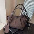 Suede Shoulder Bags for Women Large Suede Totes Lightweight Underarm Bag Casual Shopper Handbag Solid Color Travel Bucket Bags