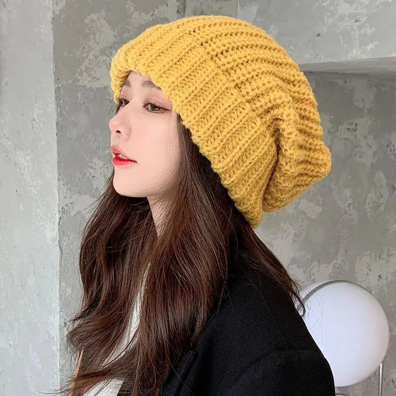 Fashion Winter Warm Hats For Women Casual Stacking Knitted Bonnet Caps Men Hats Solid Color Hip Hop Unisex Female Beanies