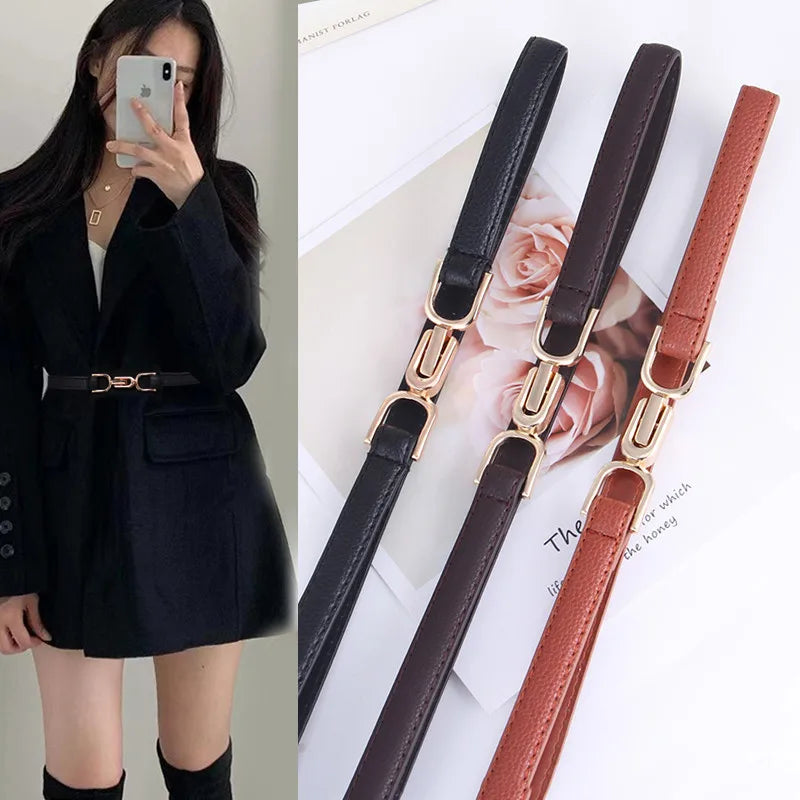 Women's Buckle Adjustable Simple and Fashionable Versatile Belts Dress Accessories Korean Style Adjustable Waist Cinching Belts