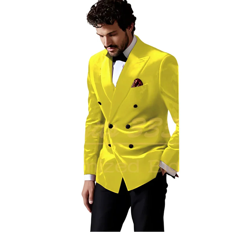 Velvet Double Breasted Blazer 1 Piece Slim Fit Smoking Suit Jacket for Men Fashion Party Groom 2025 Wedding Slim Fit Outfits