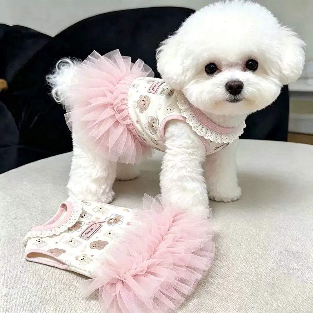 Cartoon Pet Products Dog Clothes Cute Bow Pet Dresses Summer Breathable Small Dog Clothing Teddy Sweet Skirt Pet Supplies