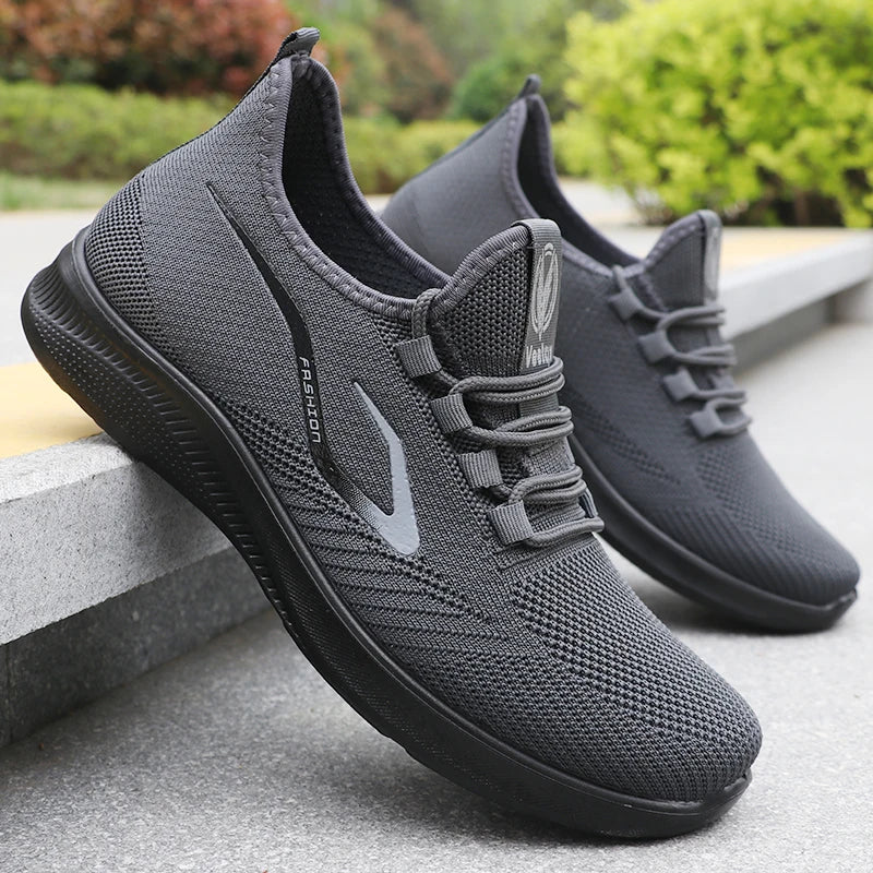 Men's Fashionable Solid Woven Knitted Running Shoes - Lightweight, Breathable, Non-Slip - Perfect Sports Shoes for Outdoors