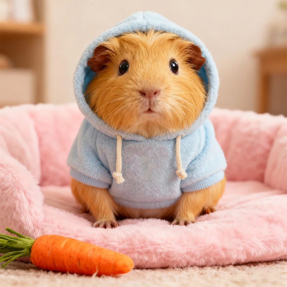 1 PC Warm Winter Pet Pullover Hoodies Outdoor Clothing for Small Animals Bunny Kitten Baby Rabbit Guinea Pig Cosplay Sweatshirt